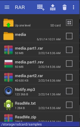 compress file for Android - RAR