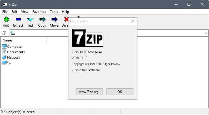 compresser le dossier avec 7Zip