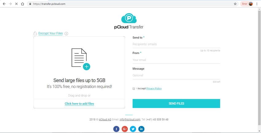send large files online - pCloud Transfer