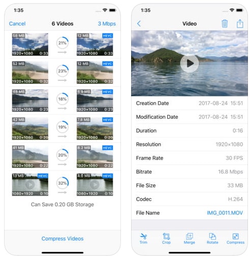 application de compression vidéo pour iPhone - 5