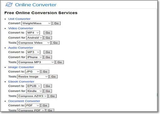converti AMR in MP3 con Online Converter