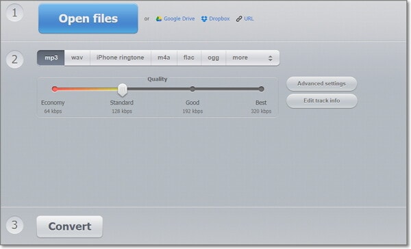 convertir l'audio Fichier en WAV par Online Audio Converter