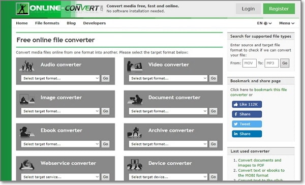 Online-Convert FLV to MP3 Tool