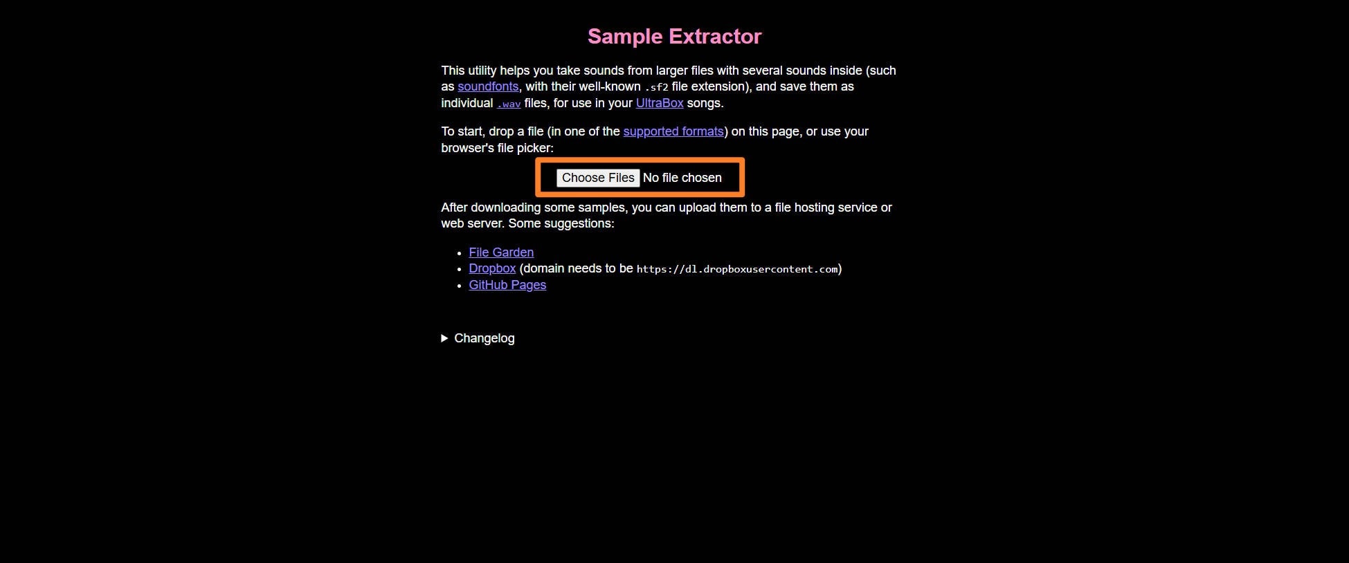 click to upload sf2 in sample extractor