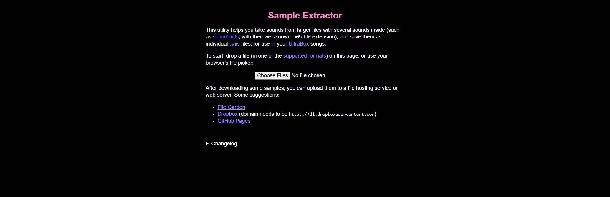 sample extractor homepgae