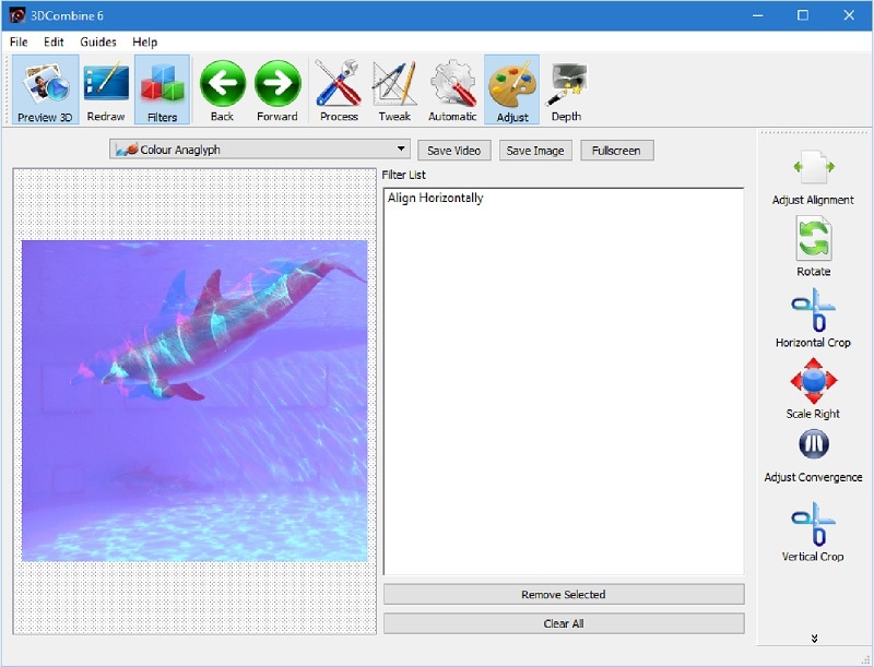 user interface of converting 2d video to 3d with 3DCombine