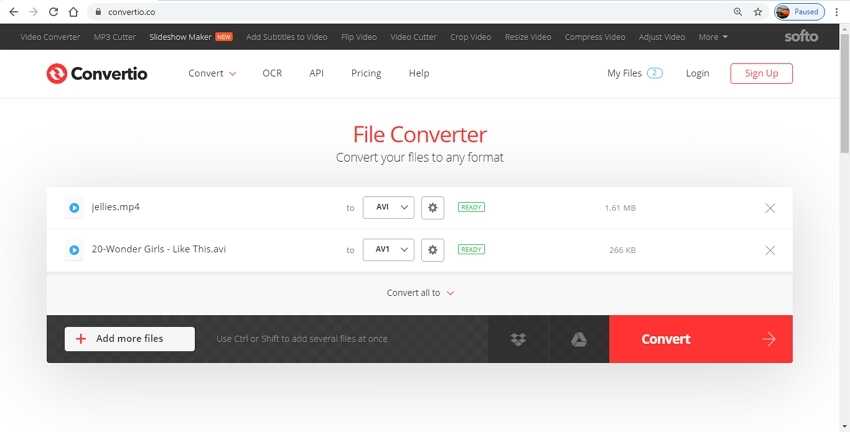 Free VLC Alternative to Convert Multiple Files-Convertio