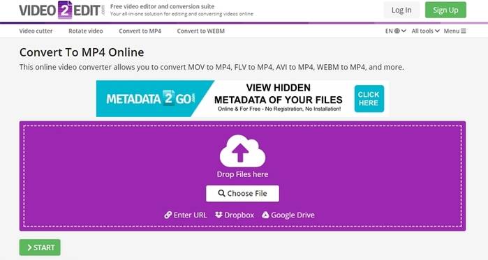 Convierte cualquier formato a MP4 Online y Gratis -Video2Edit