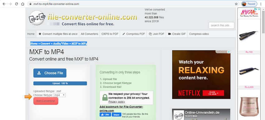 Convertisseurs MXF en ligne - File Converter Online