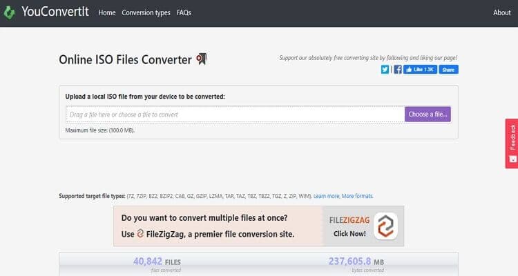 Extraer archivos ISO de forma online-YouConvertIt