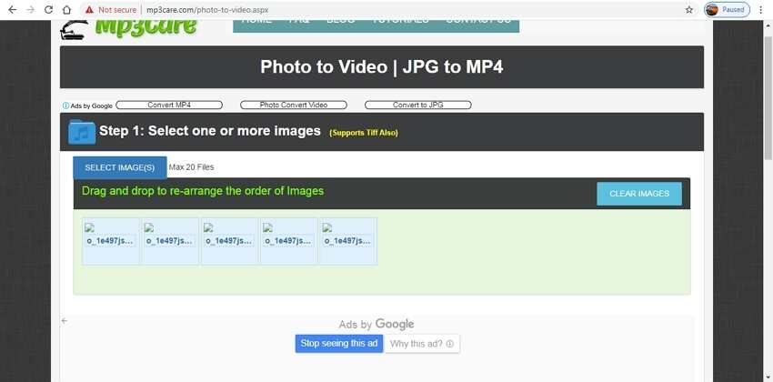Meilleurs convertisseurs de photos en vidéo en ligne - MP3Care Photo to Video