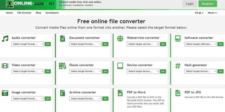 Convertidor gratuito de tipos de archivos - Online-Convert