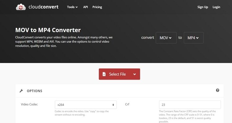 Play and Convert QuickTime Video online-CloudConvert