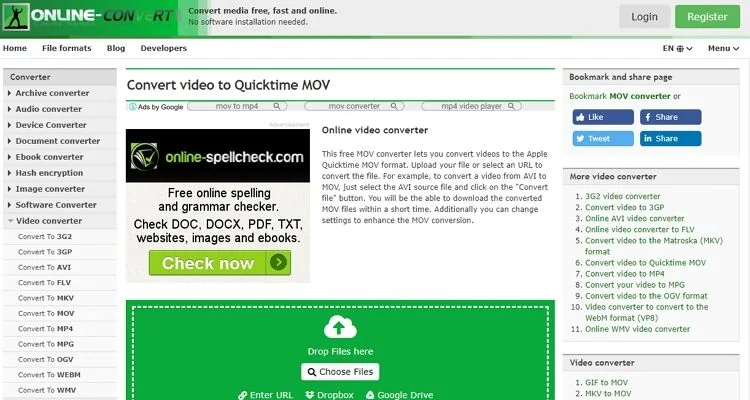 Lire et convertir des vidéos QuickTime en ligne-Online-Convert