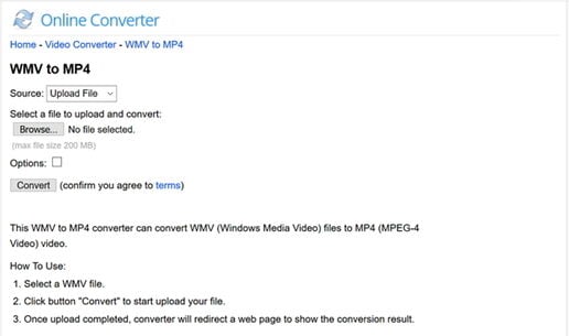 Convertir Windows Media Video en Línea Gratis -Online Converter