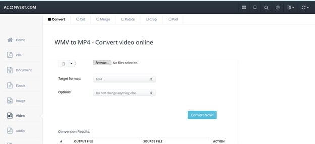 Convert Windows Media Video Online Free -Aconvert