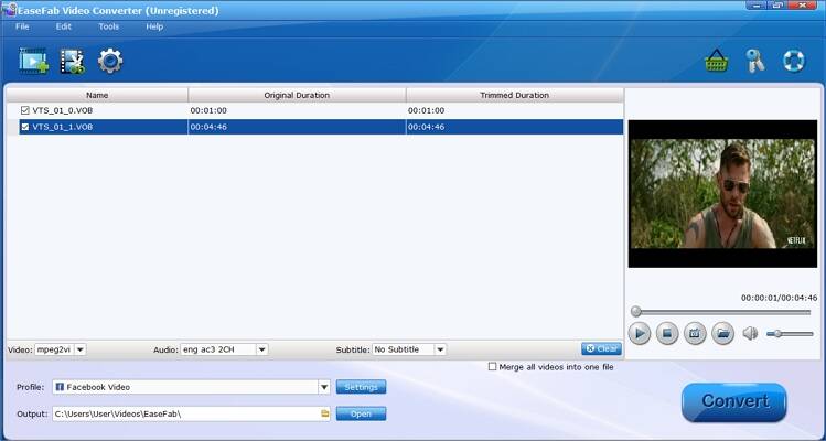 Convert DVD to Facebook with EaseFab
