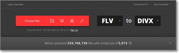convert FLV to DivX online-Convertio