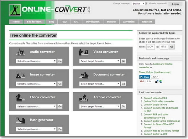 Online-Convert - da Flv a MOV online converter