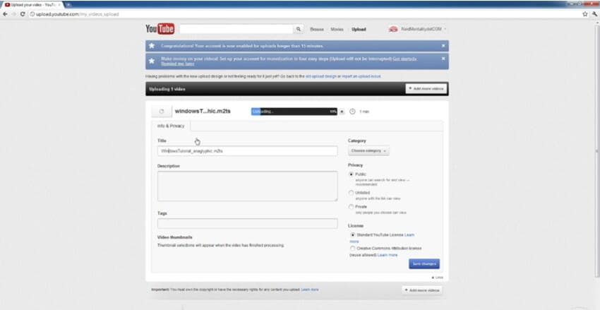 upload video to youtube