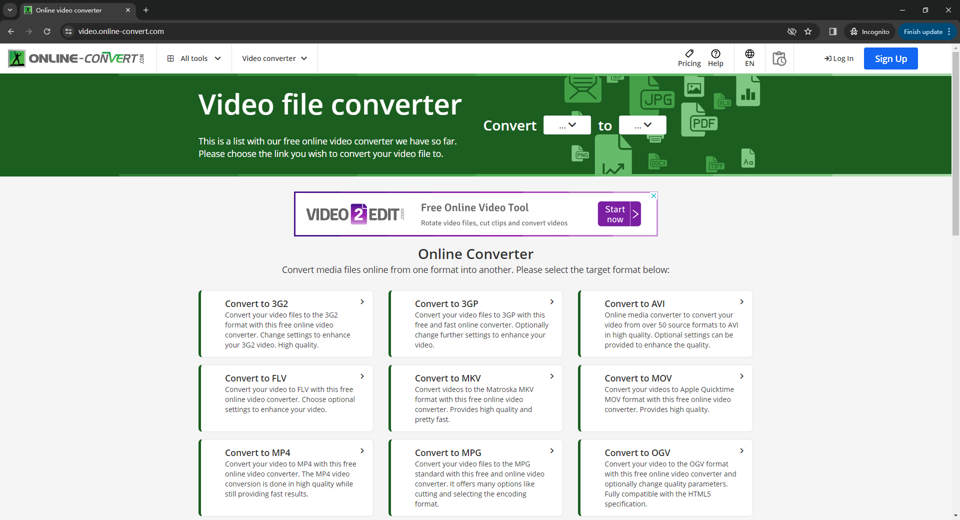 conversor de video gratis Online-Convert