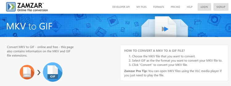 Convertitore MKV a GIF online-Zamzar