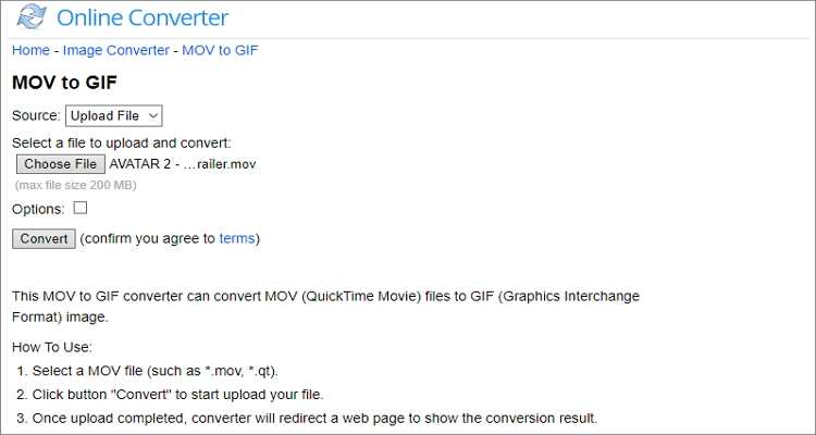 QuickTime zu GIF Online Converter - Online Converter