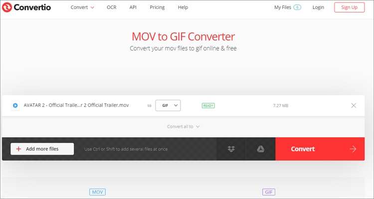 QuickTime to GIF Online Converter-Convertio
