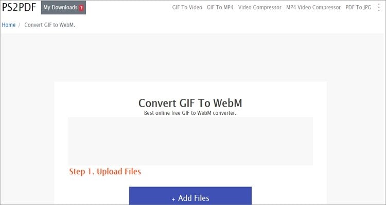 Convertir GIF a WebM en línea :PS2PDF