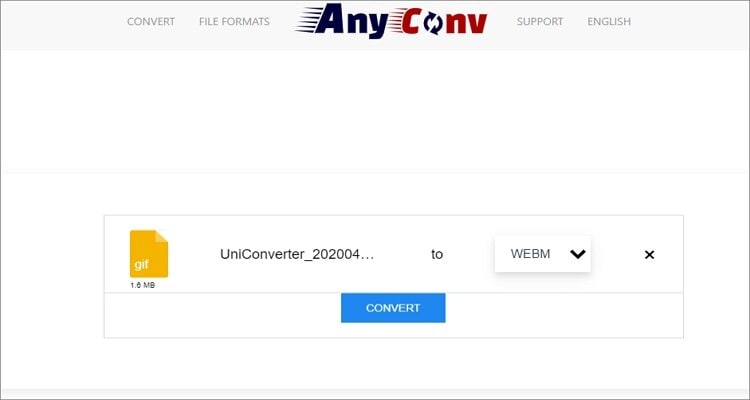 Convertir GIF a WebM en línea :AnyConv