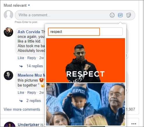 search the gif in facebook