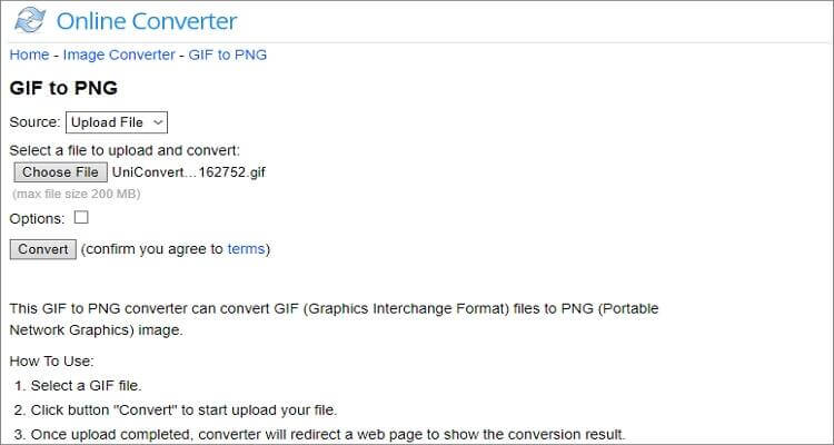 convert GIF to PNG online - Online Converter