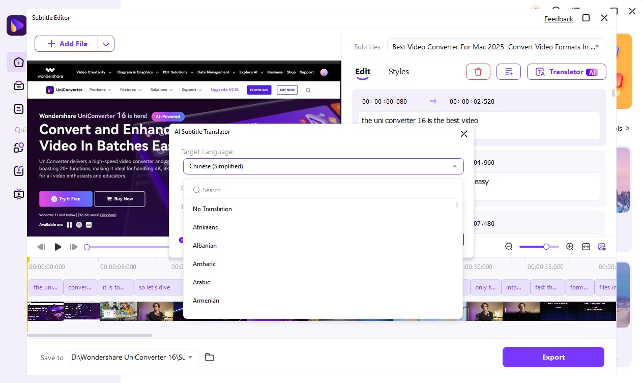 choose target language