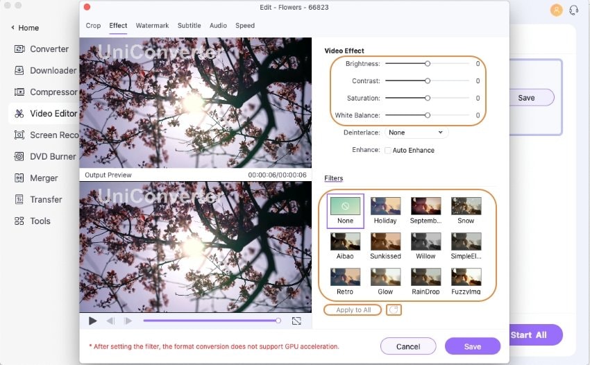 add effects and filters to videos