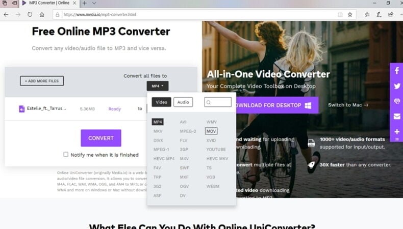 Convert YouTube to iMovie Online 