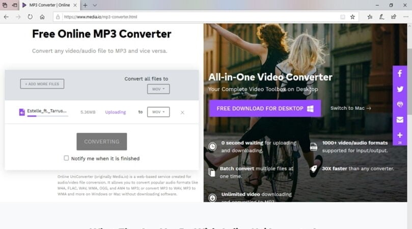Convertir YouTube vers iMovie En ligne