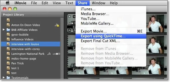 啟動iMovie軟體並轉換mp4檔案