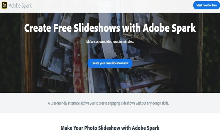 make Slideshow online by Adobe Spark