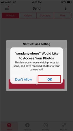 allow access to send anywhere