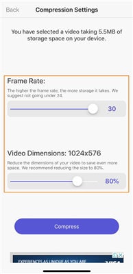 resize a video on iphone