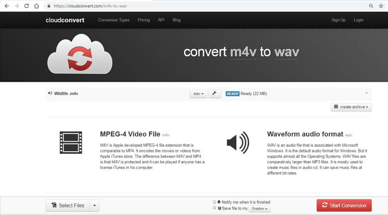 convert M4V to WAV online - convertio