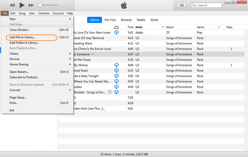 Convert MP3 to Audiobook in iTunes - Step 1