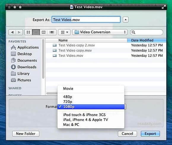 convertisseur vidéo gratuit pour mac - Quicktime