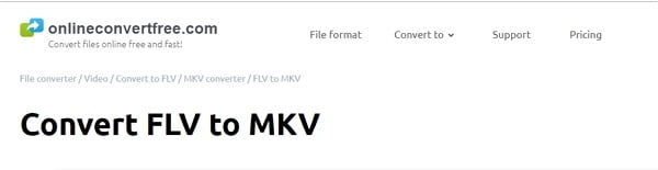 convertire gli MKV in FLV online con Onlineconvertfree