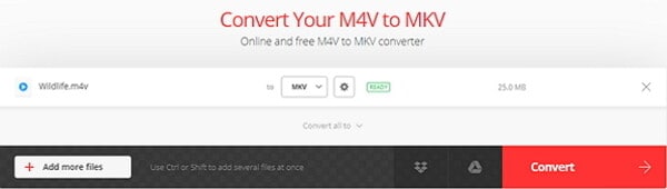 converter M4V para MKV por Convertio