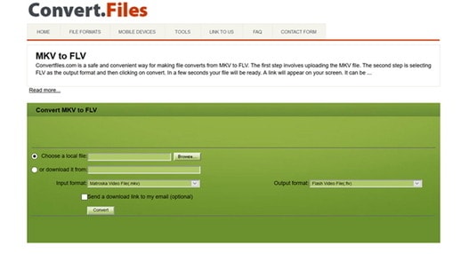 convert MKV to FLV online by Convert.Files