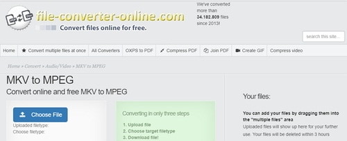 convertir MKV en MPEG en ligne en utilisant File-Converter-Online