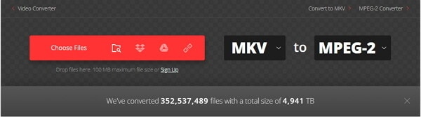 converter MKV para MPEG-2 com o Convertio
