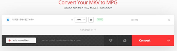 MKV in MPG konvertieren mit Convertio