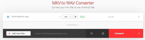 convert MKV to WAV by Convertio